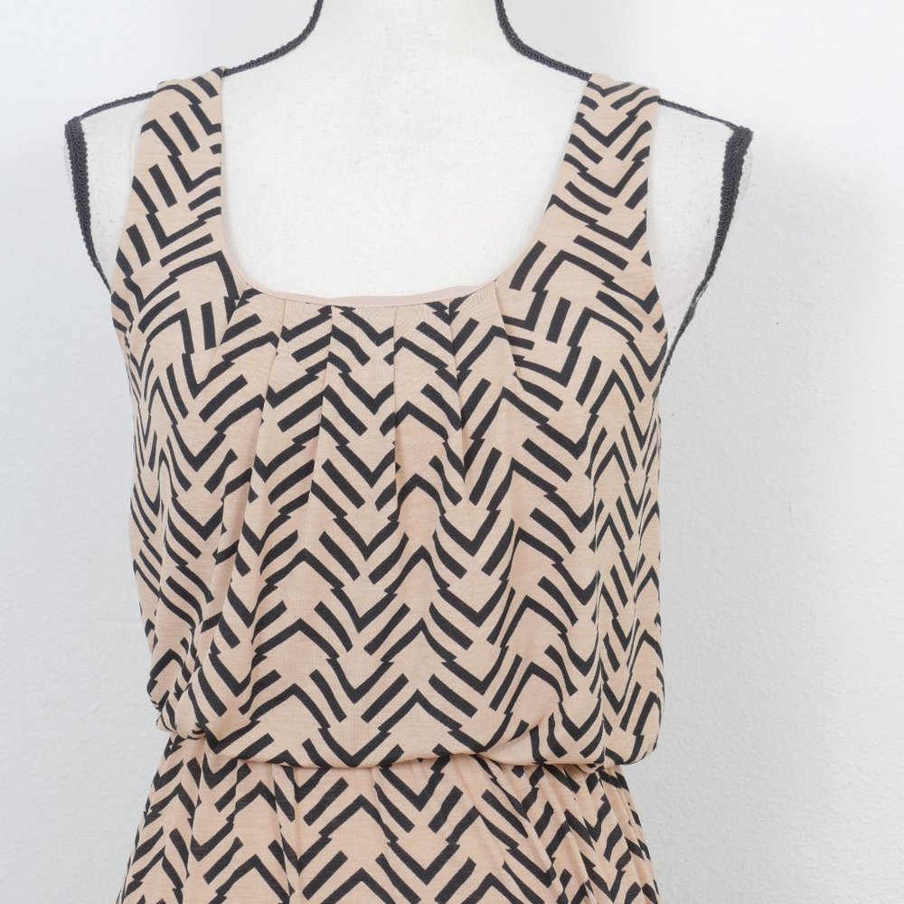 Three Pink Hearts Tan Black Tribal Boho Print Sleeveless Size Small Maxi Dress - Picture 3 of 11